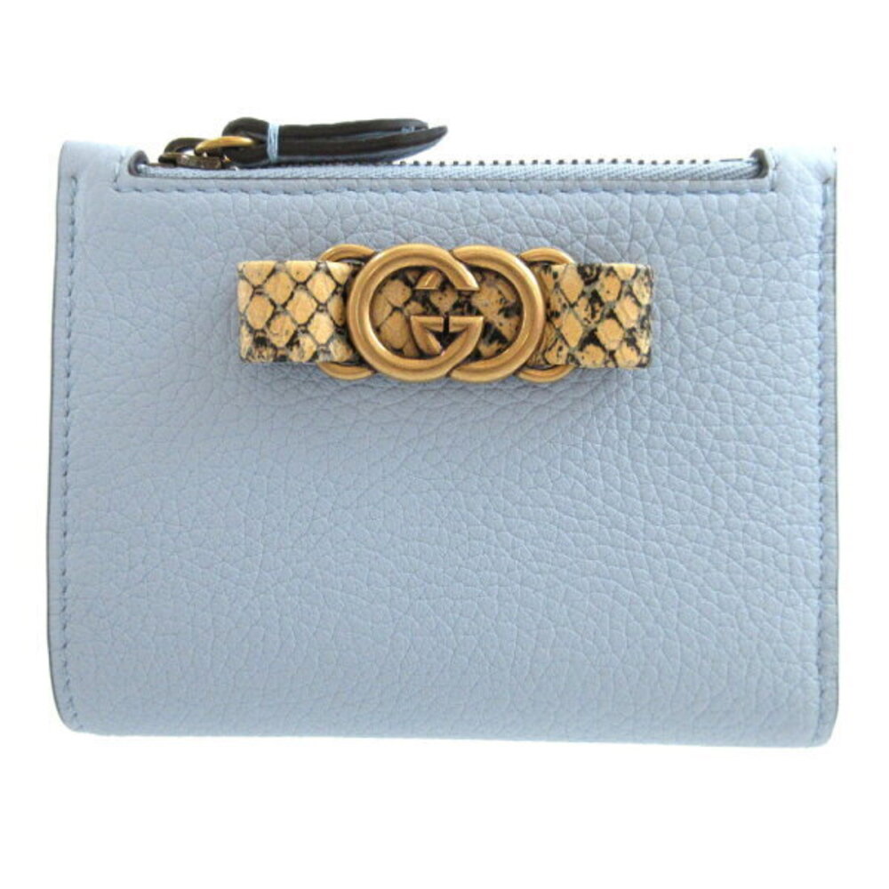 Gucci Interlocking Gg Leather Python Blue Bifold … - image 1